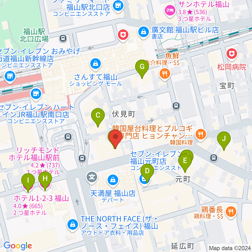 福山駅前シネマモード周辺のホテル一覧地図