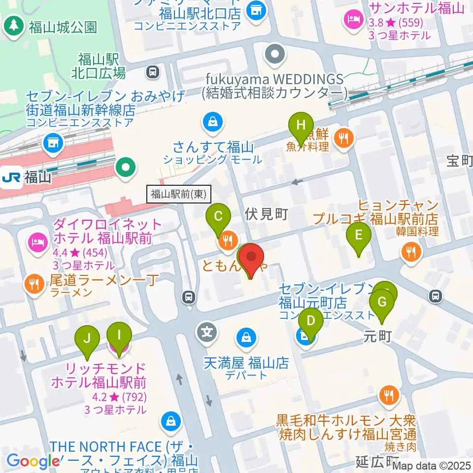 福山駅前シネマモード周辺のホテル一覧地図