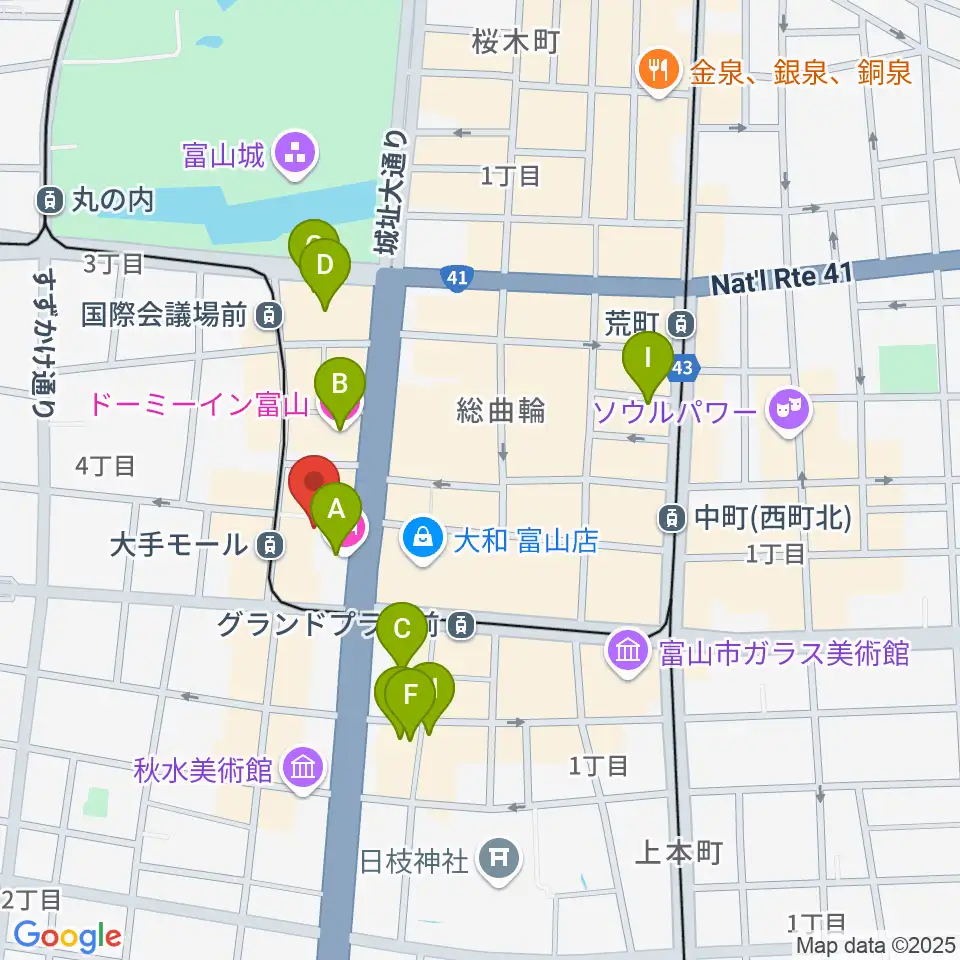 JMAXシアターとやま周辺のホテル一覧地図