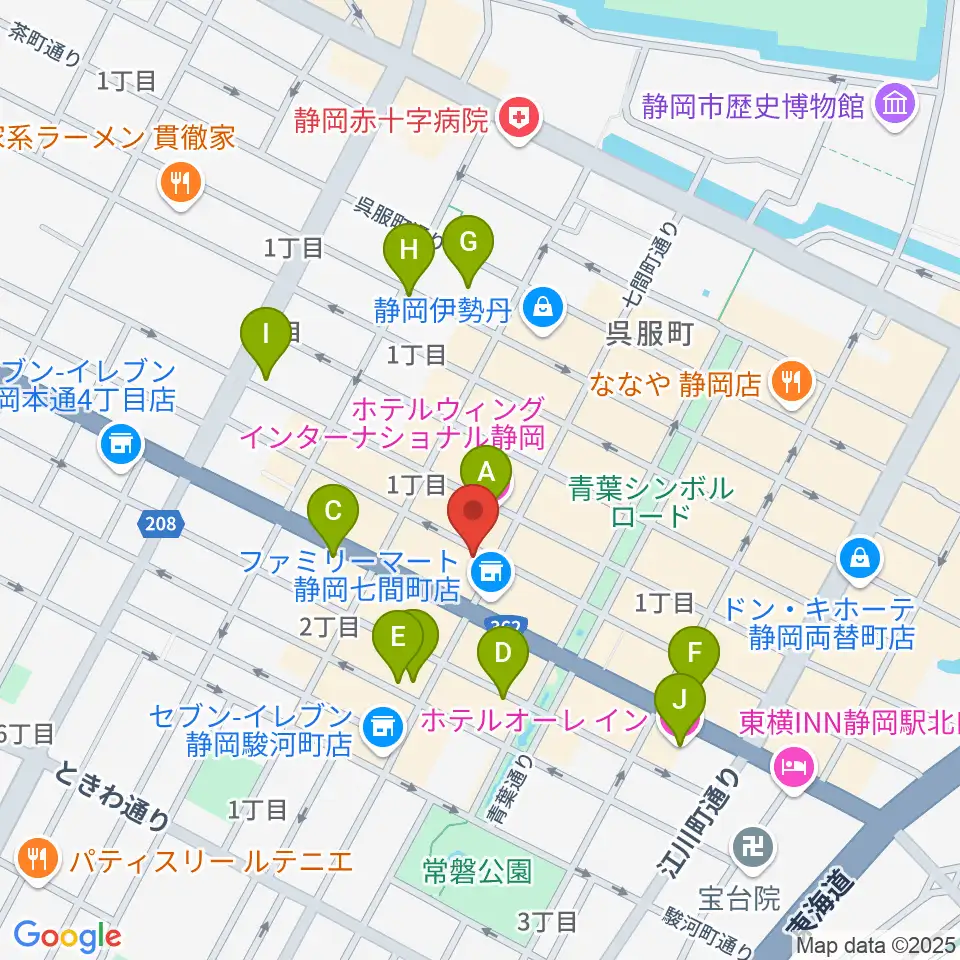 静岡東宝会館周辺のホテル一覧地図