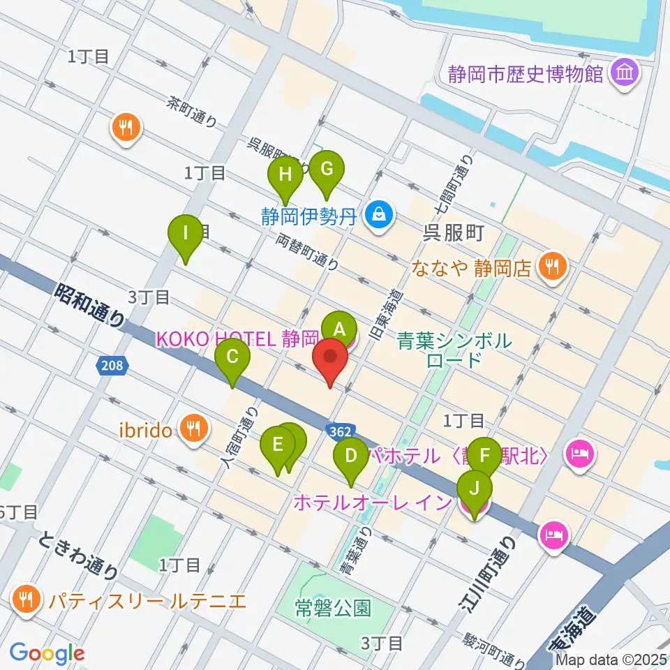 静岡東宝会館周辺のホテル一覧地図