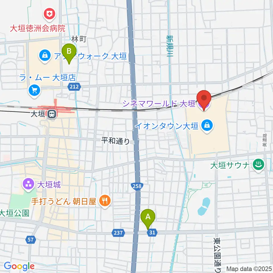 シネマワールド大垣周辺のホテル一覧地図