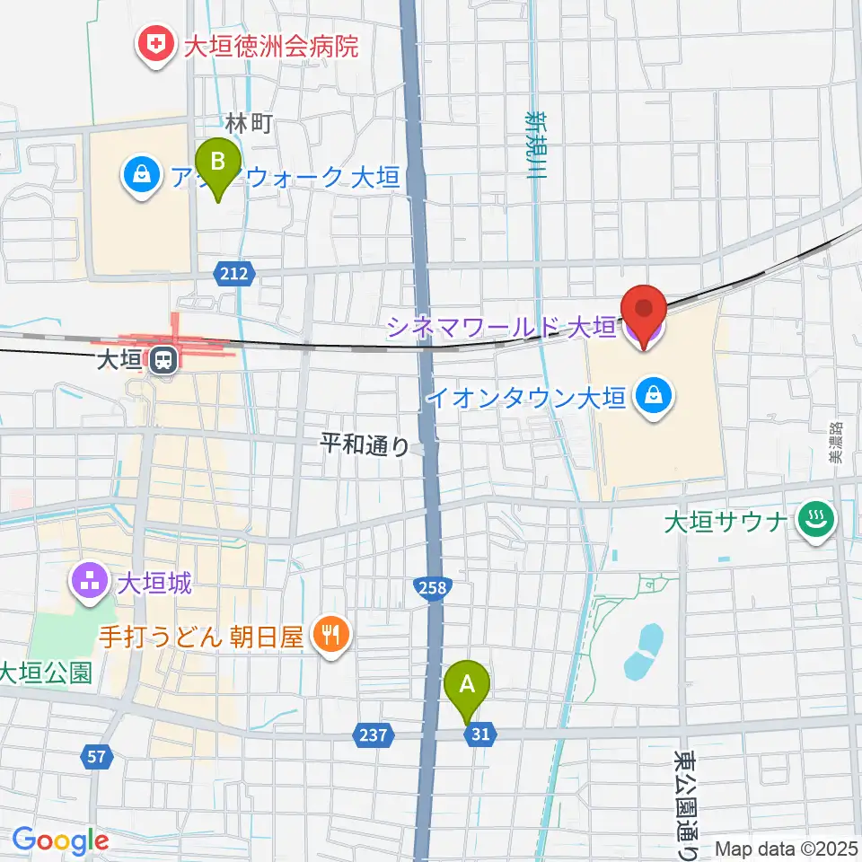 シネマワールド大垣周辺のホテル一覧地図
