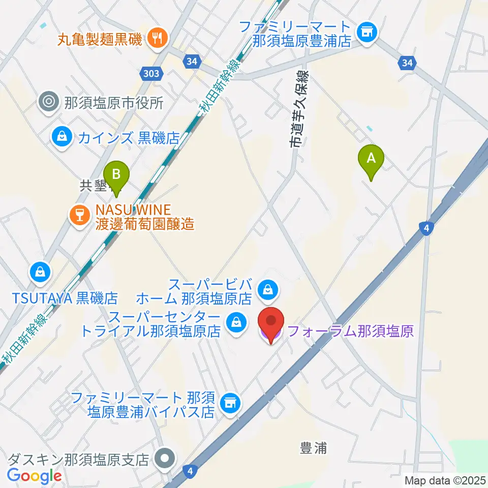 フォーラム那須塩原周辺のホテル一覧地図