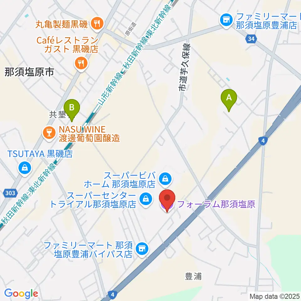 フォーラム那須塩原周辺のホテル一覧地図