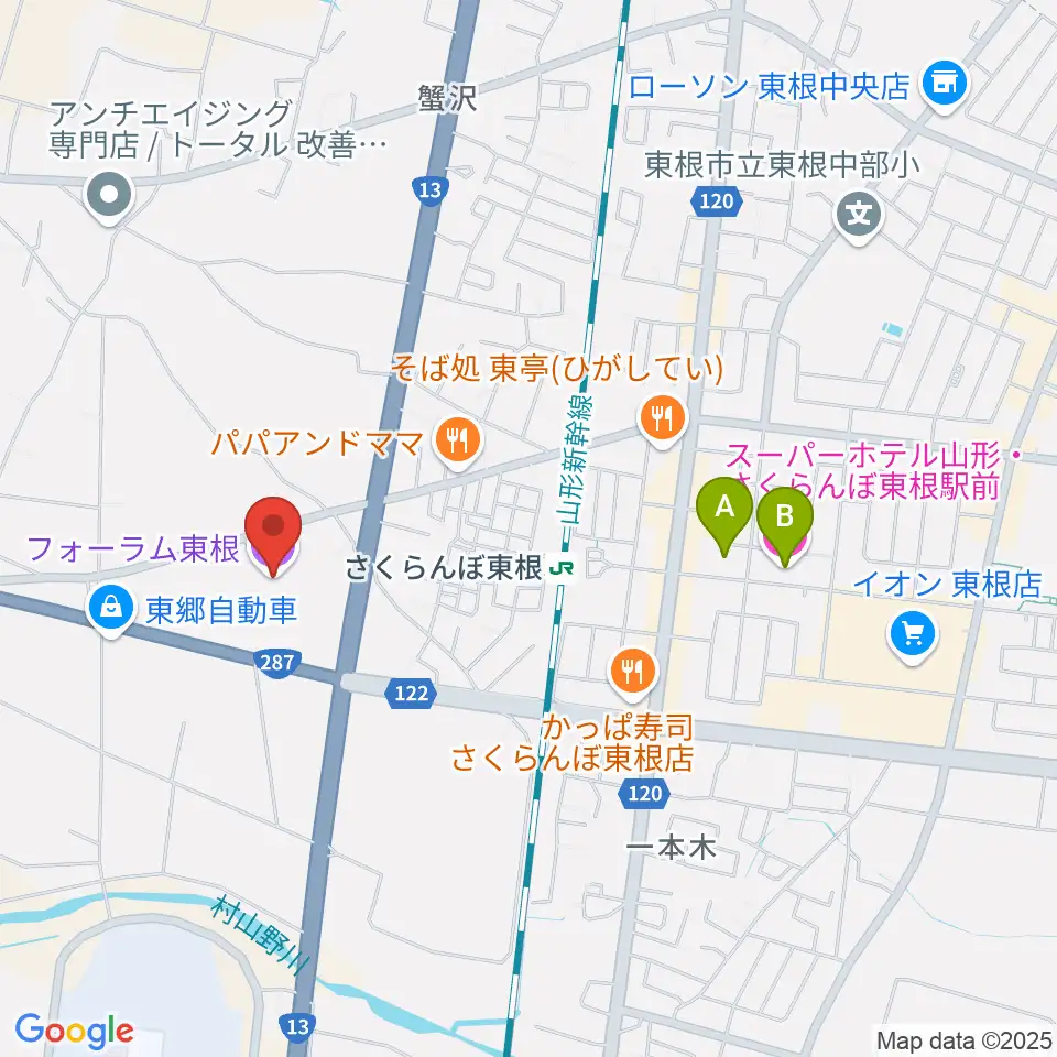 フォーラム東根周辺のホテル一覧地図