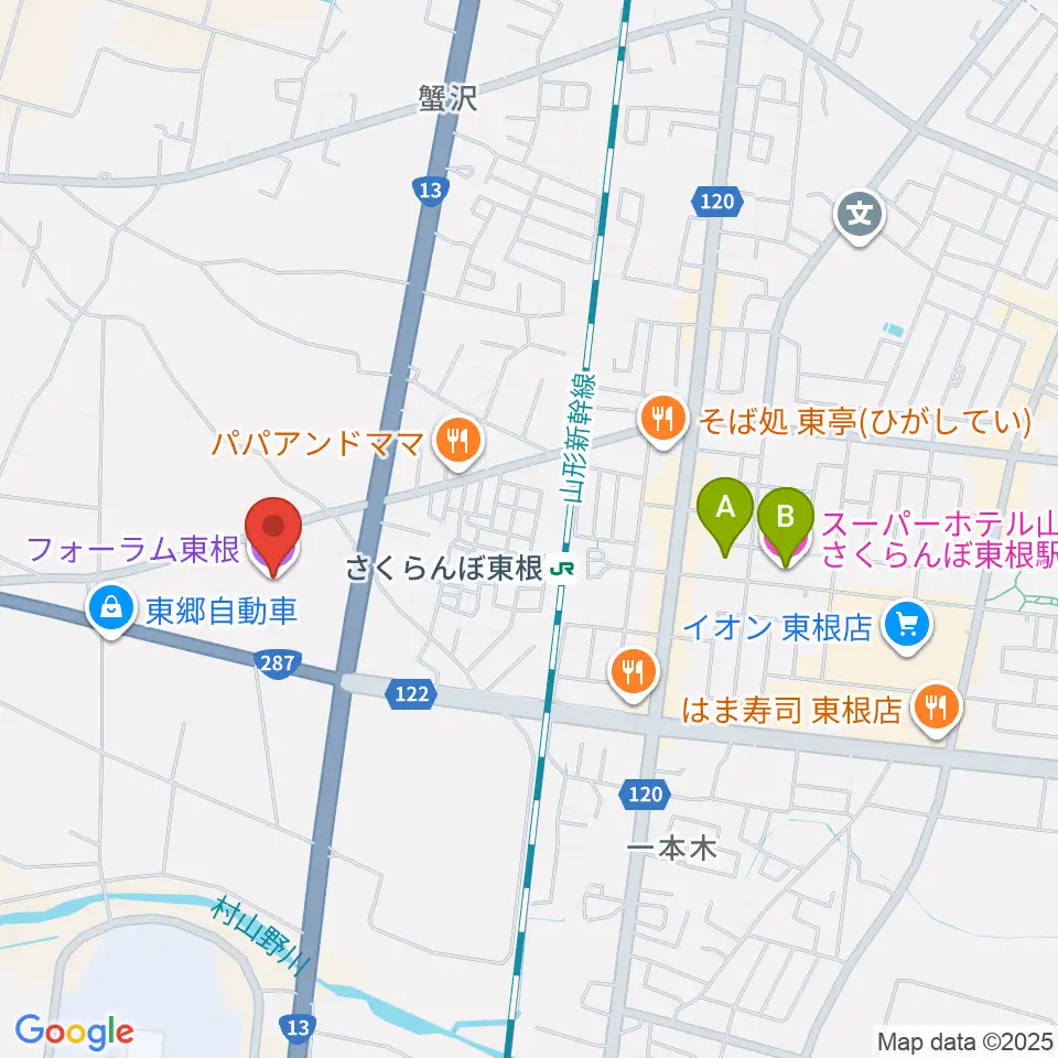 フォーラム東根周辺のホテル一覧地図