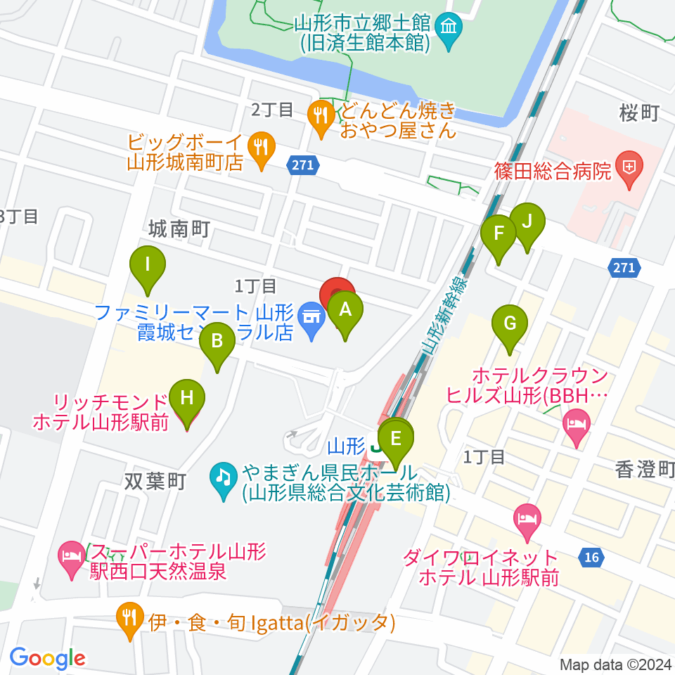 ソラリス山形周辺のホテル一覧地図