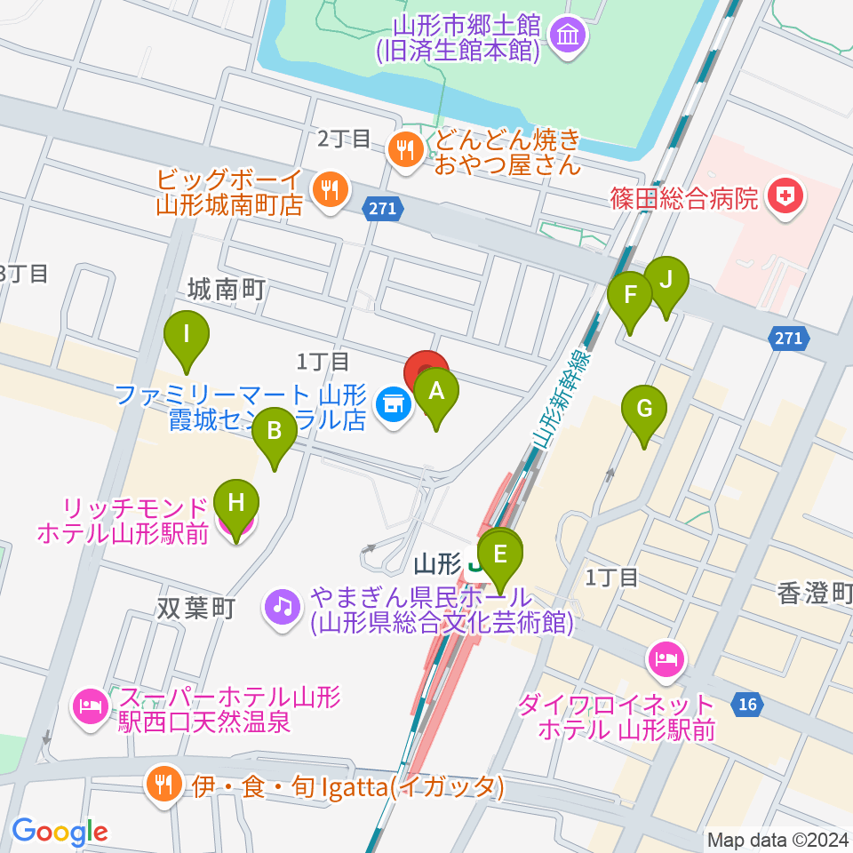 ソラリス山形周辺のホテル一覧地図