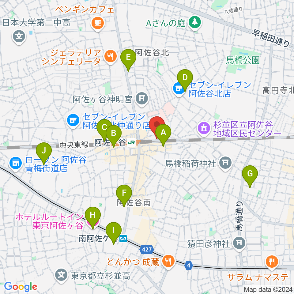 阿佐ヶ谷MUSWELL周辺のホテル一覧地図