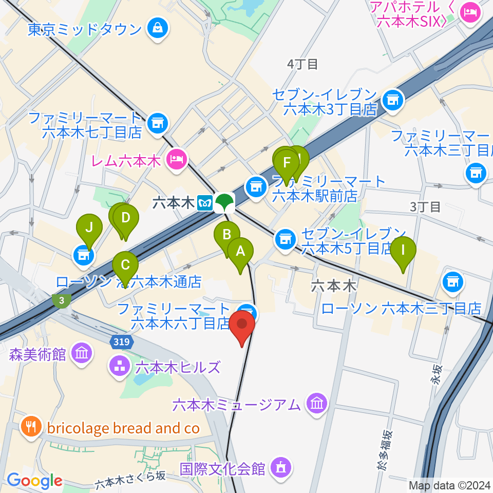 六本木トリコロールシアター周辺のホテル一覧地図