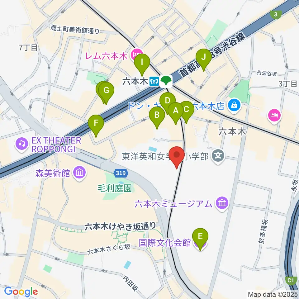六本木トリコロールシアター周辺のホテル一覧地図