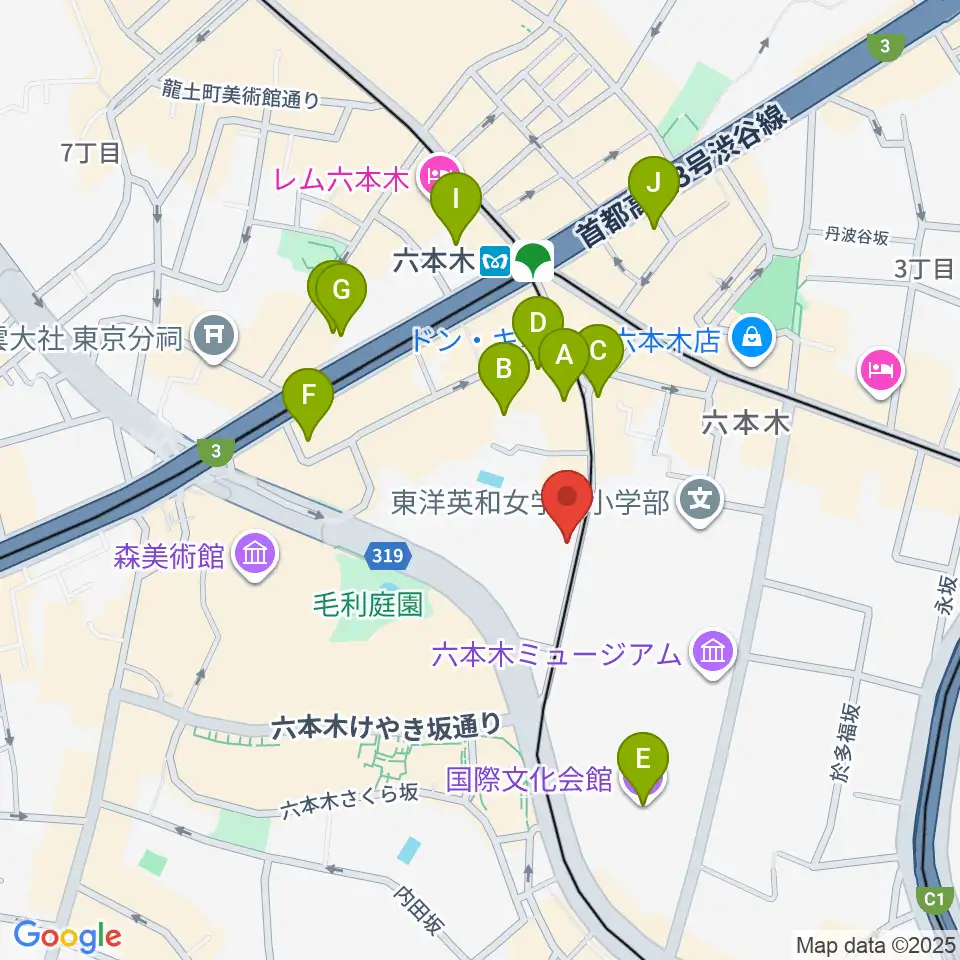六本木トリコロールシアター周辺のホテル一覧地図