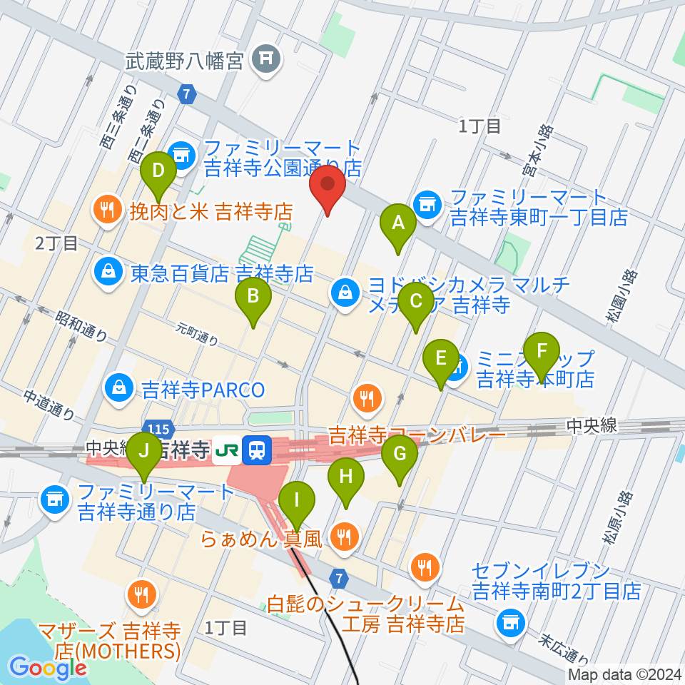 吉祥寺Mojo Cafe周辺のホテル一覧地図