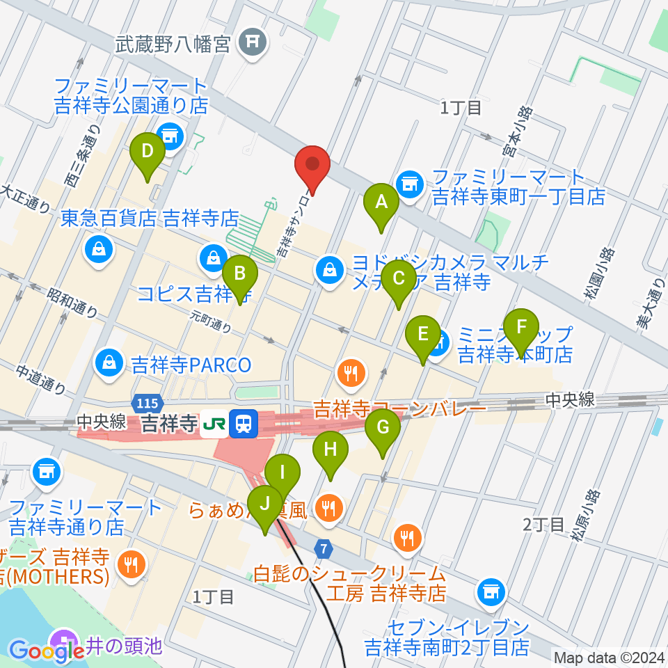 吉祥寺Mojo Cafe周辺のホテル一覧地図