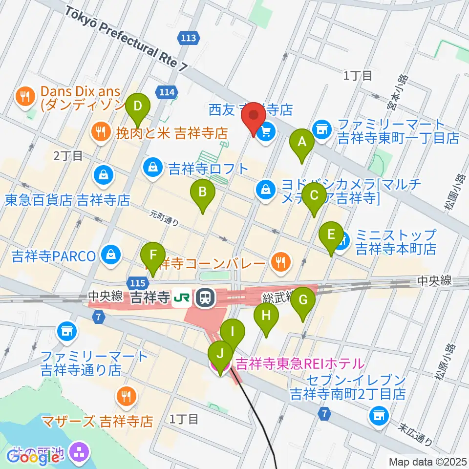 吉祥寺Mojo Cafe周辺のホテル一覧地図