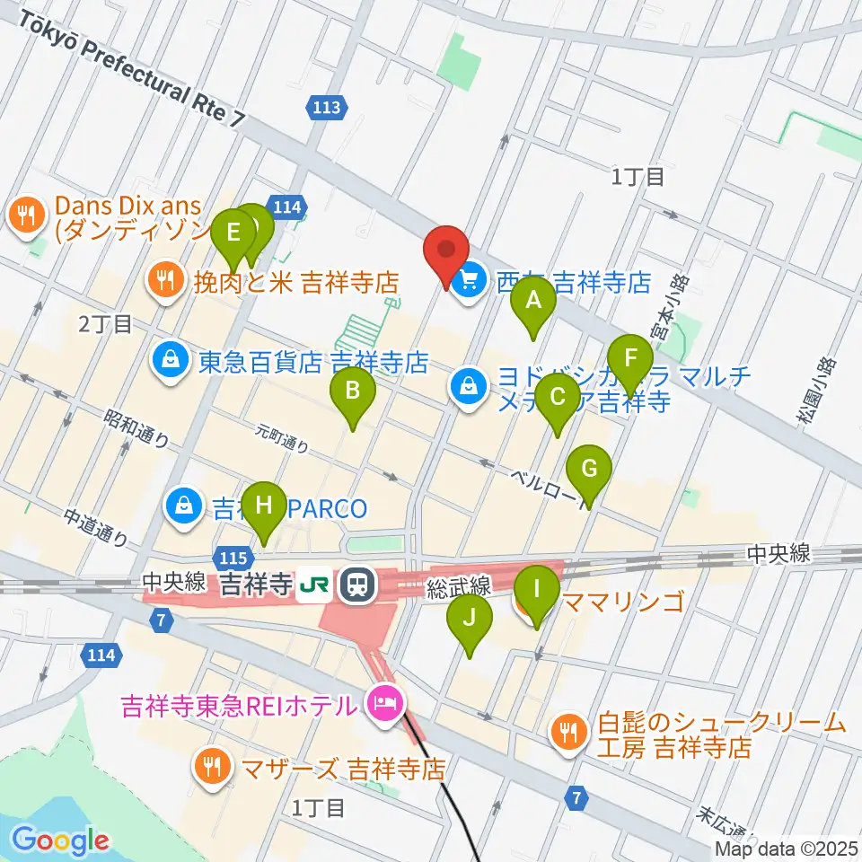吉祥寺Mojo Cafe周辺のホテル一覧地図
