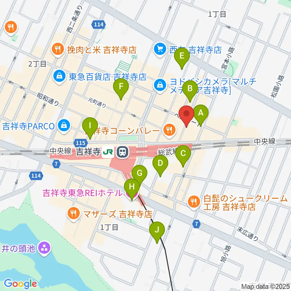 音吉!MEG周辺のホテル一覧地図