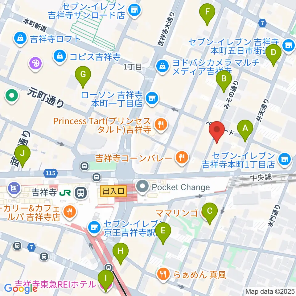 音吉!MEG周辺のホテル一覧地図