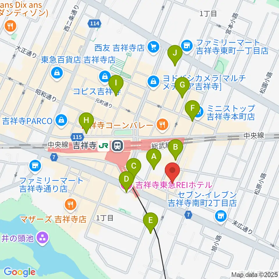 吉祥寺 南郷7丁目周辺のホテル一覧地図