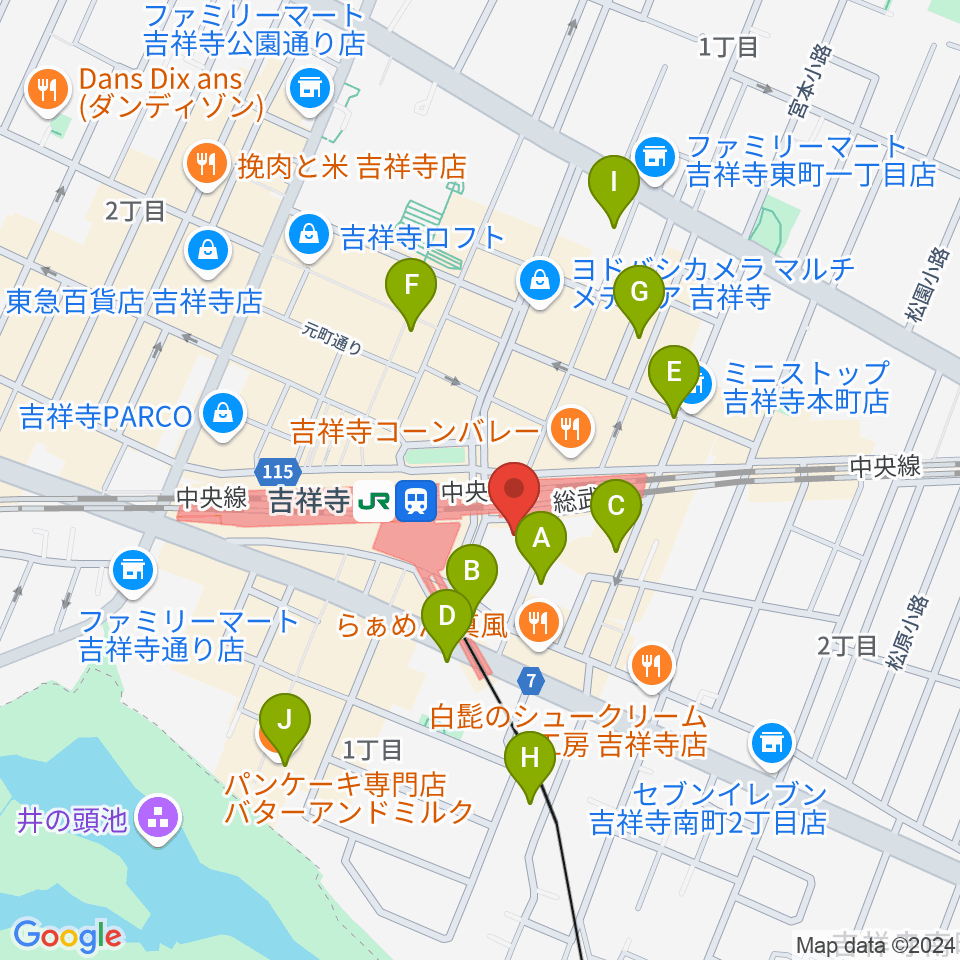 吉祥寺オデヲン周辺のホテル一覧地図