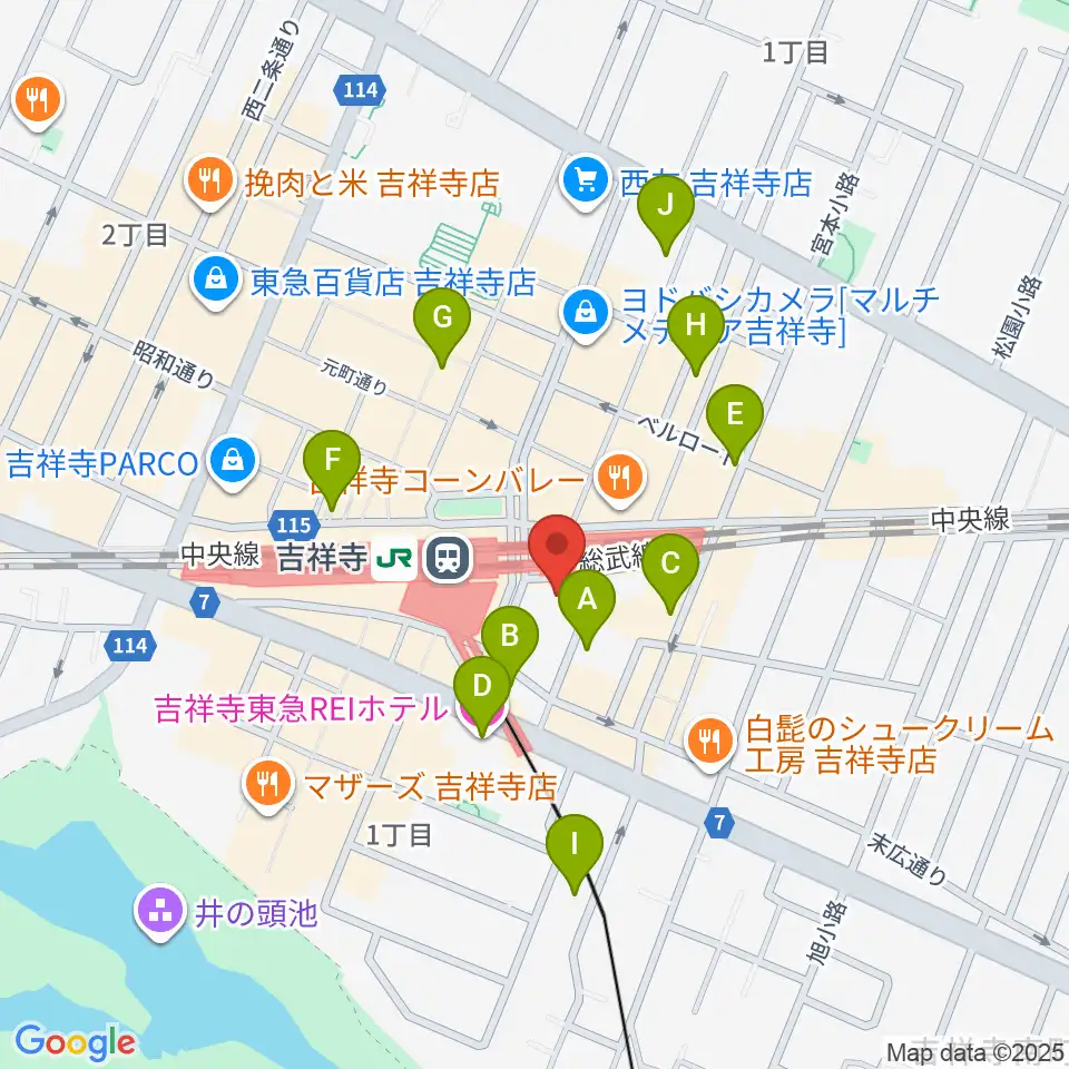 吉祥寺オデヲン周辺のホテル一覧地図