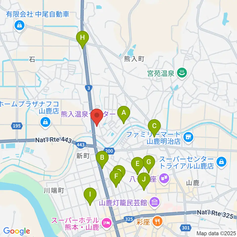 山鹿楽器店 N,Y-MUSIC周辺のホテル一覧地図