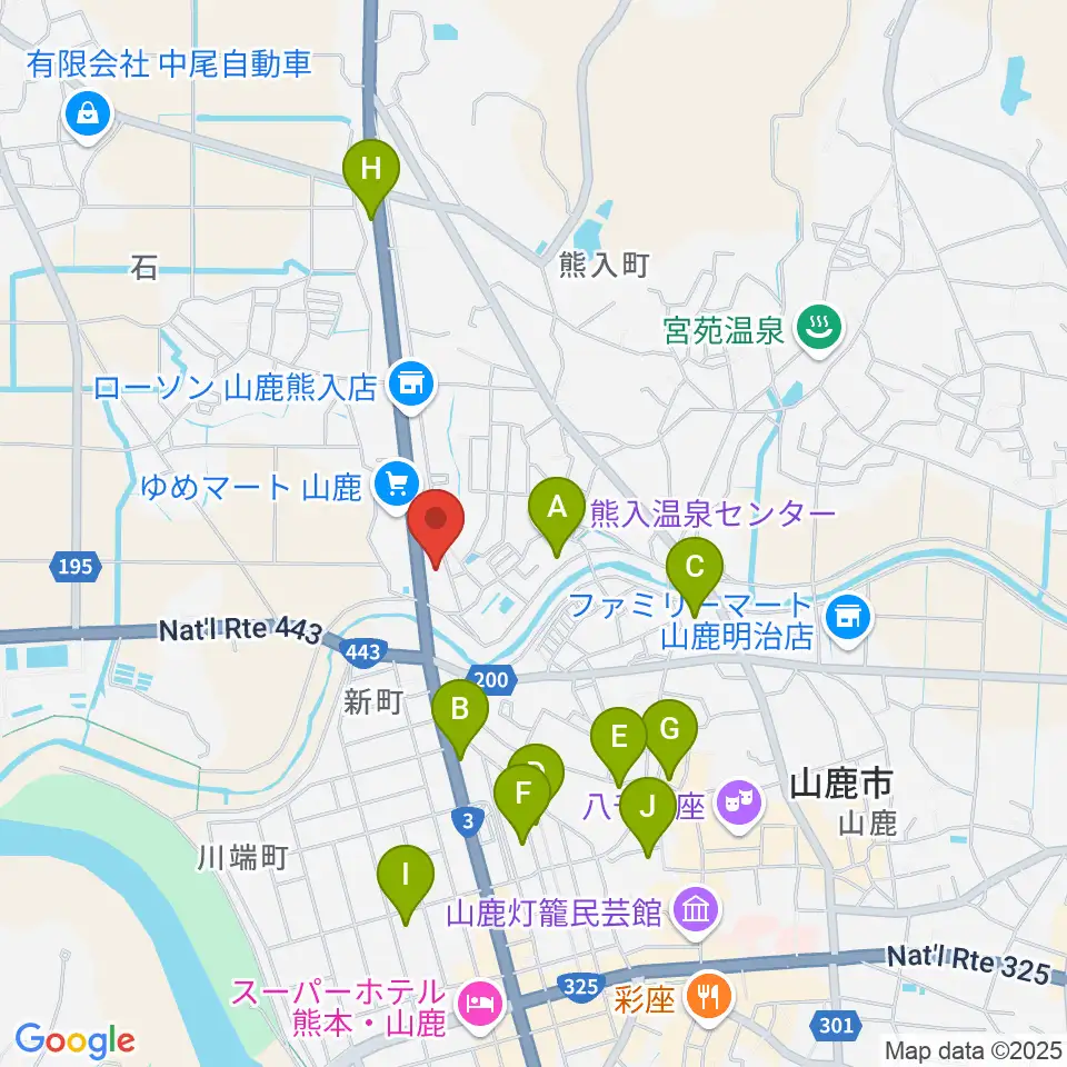 山鹿楽器店 N,Y-MUSIC周辺のホテル一覧地図