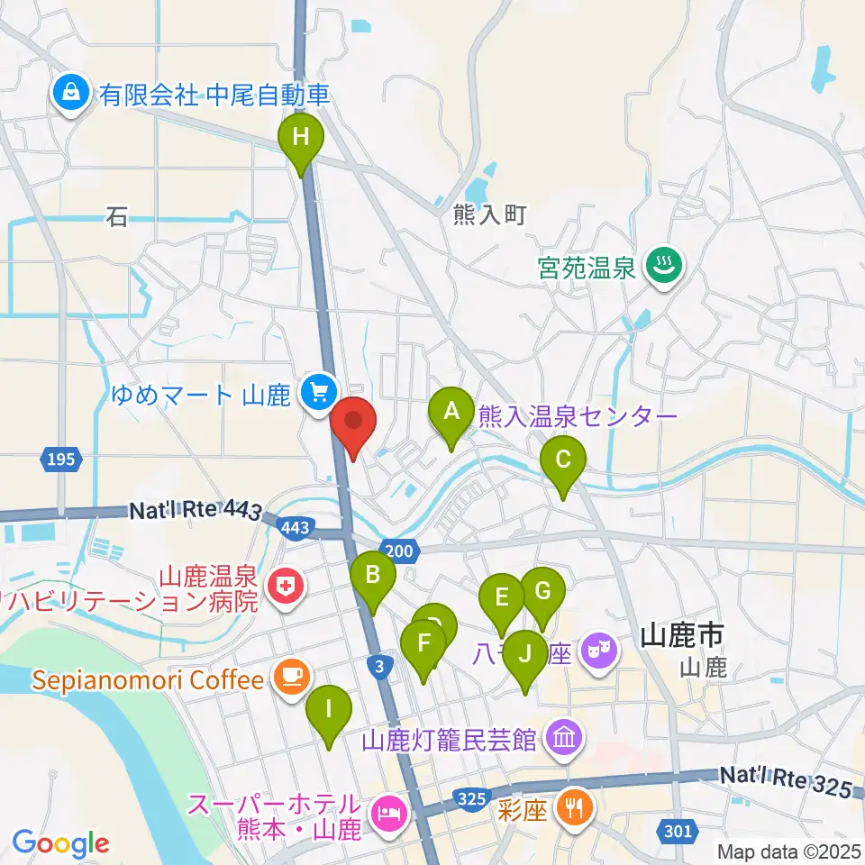 山鹿楽器店 N,Y-MUSIC周辺のホテル一覧地図