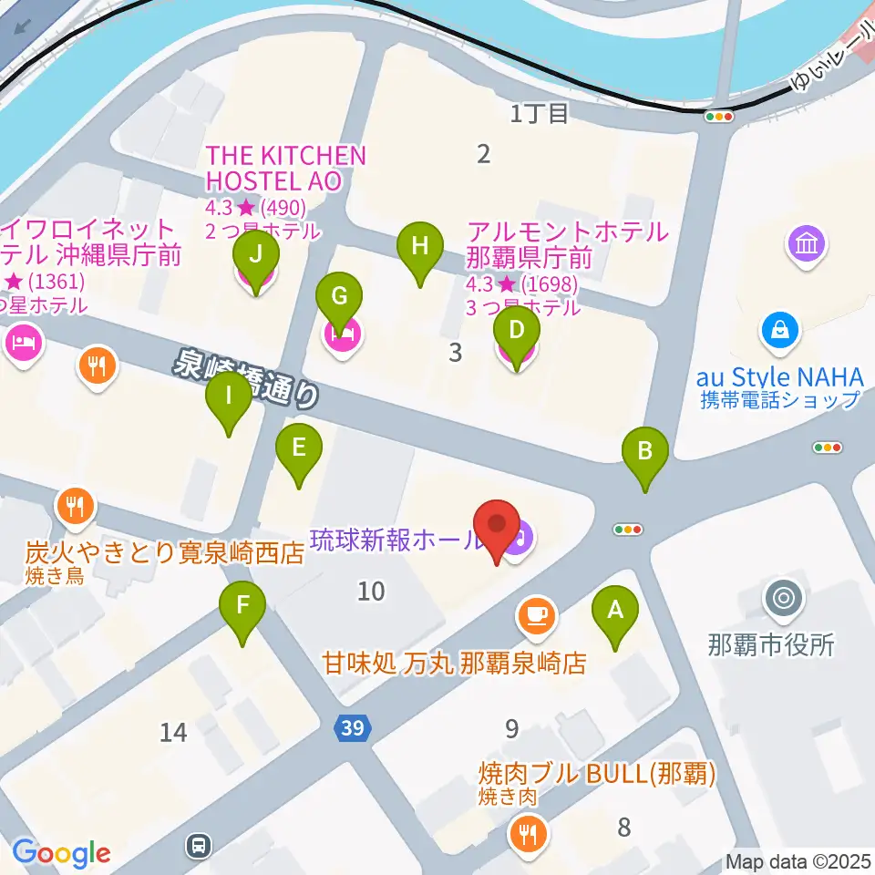 琉球新報ホール周辺のホテル一覧地図