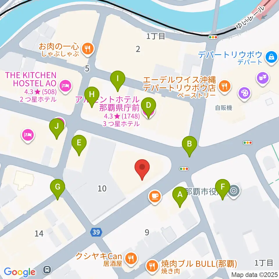琉球新報ホール周辺のホテル一覧地図