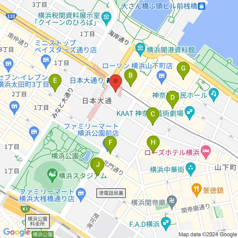 横浜情報文化センター周辺のホテル一覧地図