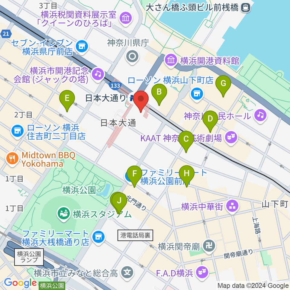 横浜情報文化センター周辺のホテル一覧地図