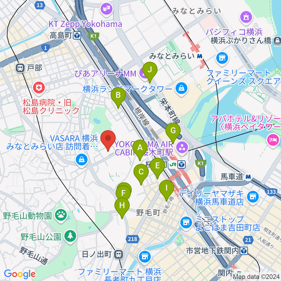 神奈川県立青少年センター周辺のホテル一覧地図