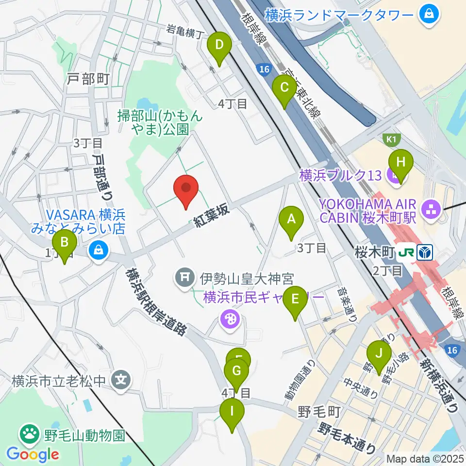 神奈川県立青少年センター周辺のホテル一覧地図