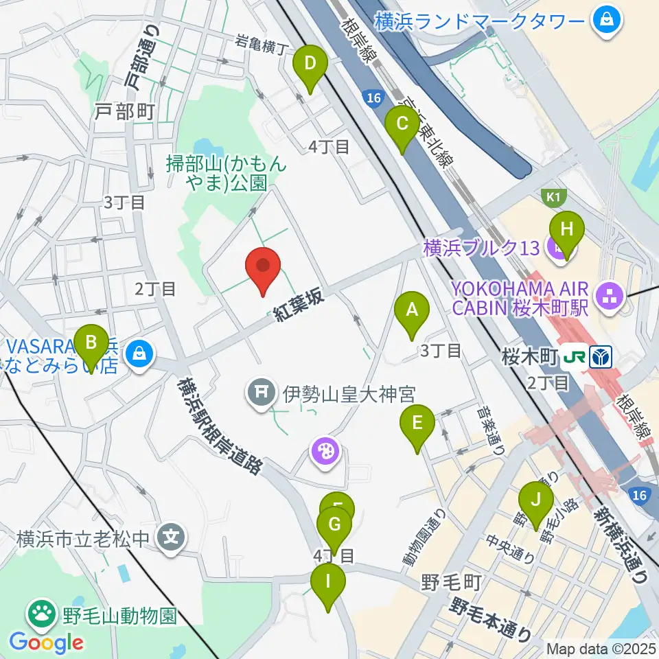 神奈川県立青少年センター周辺のホテル一覧地図