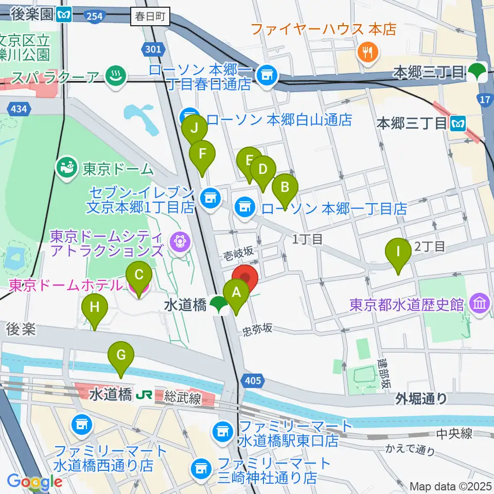 水道橋Ftarri周辺のホテル一覧地図