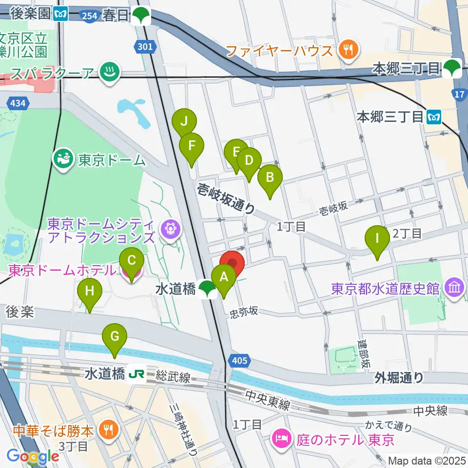 水道橋Ftarri周辺のホテル一覧地図