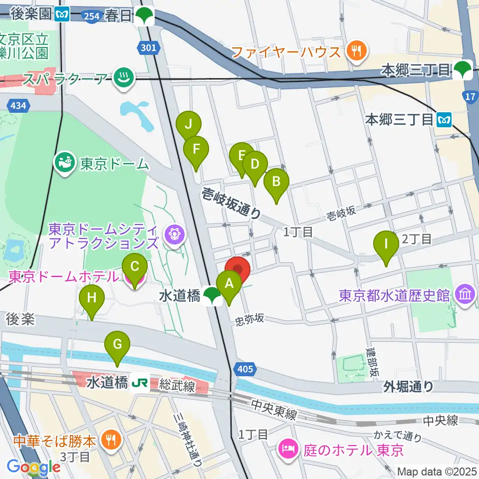 水道橋Ftarri周辺のホテル一覧地図