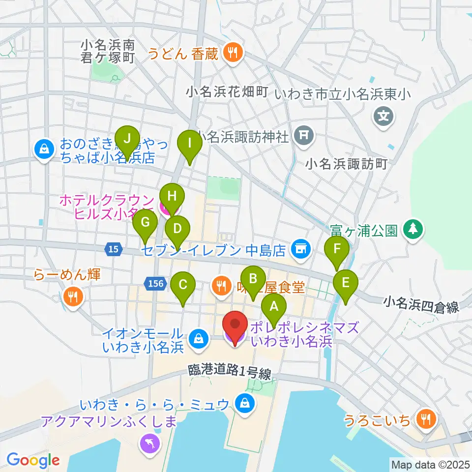 ポレポレシネマズいわき小名浜周辺のホテル一覧地図