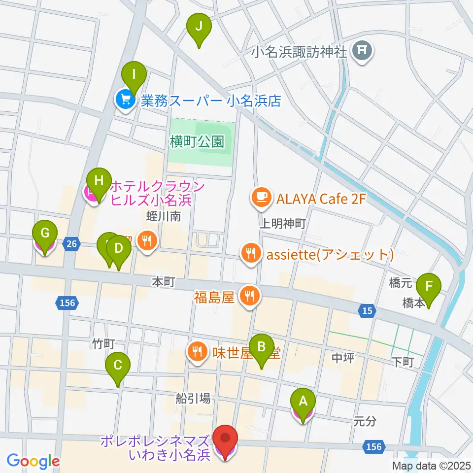 ポレポレシネマズいわき小名浜周辺のホテル一覧地図