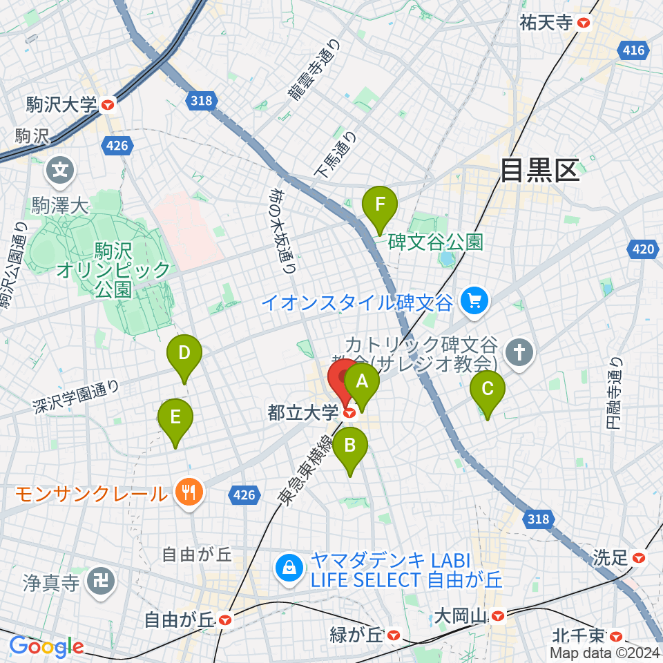 カワイ音楽教室 都立大学センター周辺のホテル一覧地図