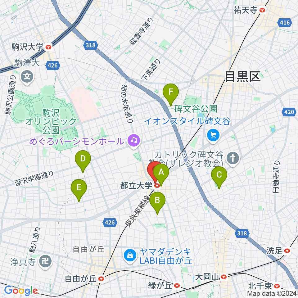 カワイ音楽教室 都立大学センター周辺のホテル一覧地図