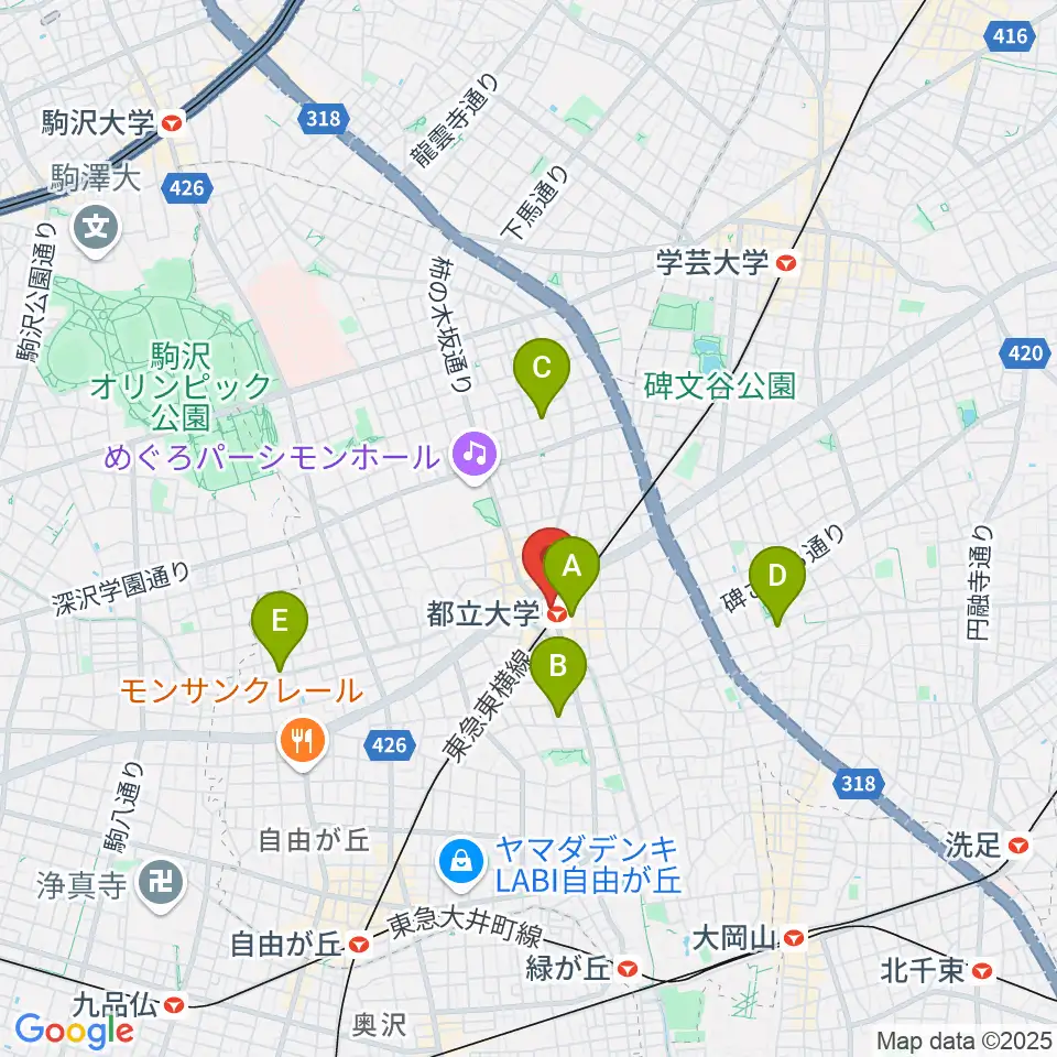カワイ音楽教室 都立大学センター周辺のホテル一覧地図