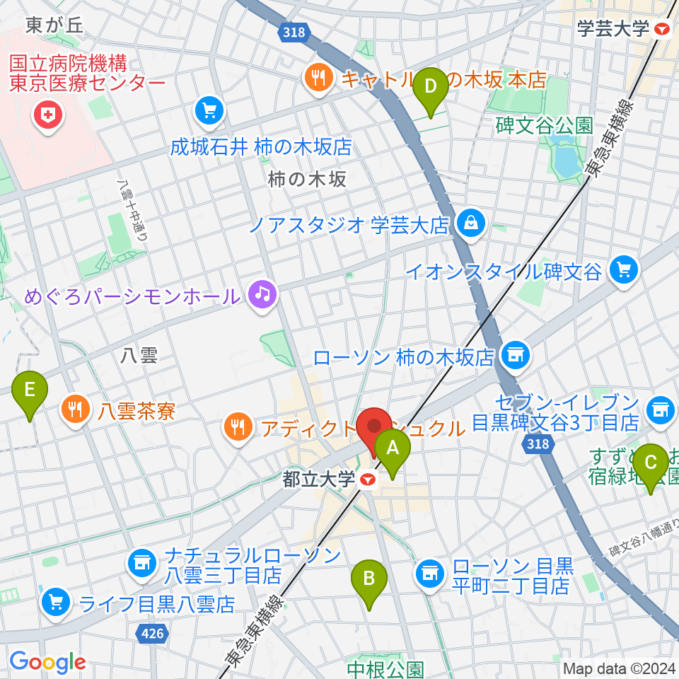 都立大学イーハトーブ周辺のホテル一覧地図