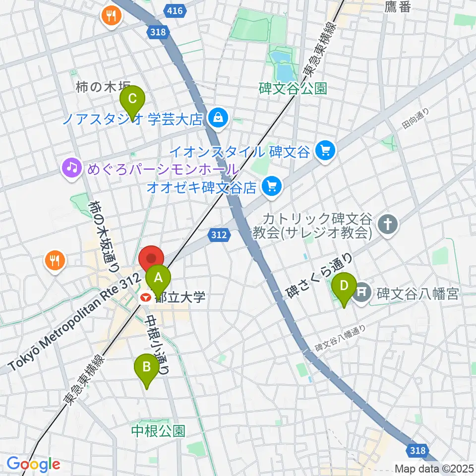 都立大学イーハトーブ周辺のホテル一覧地図