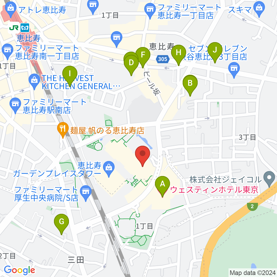 恵比寿ガーデンシネマ周辺のホテル一覧地図