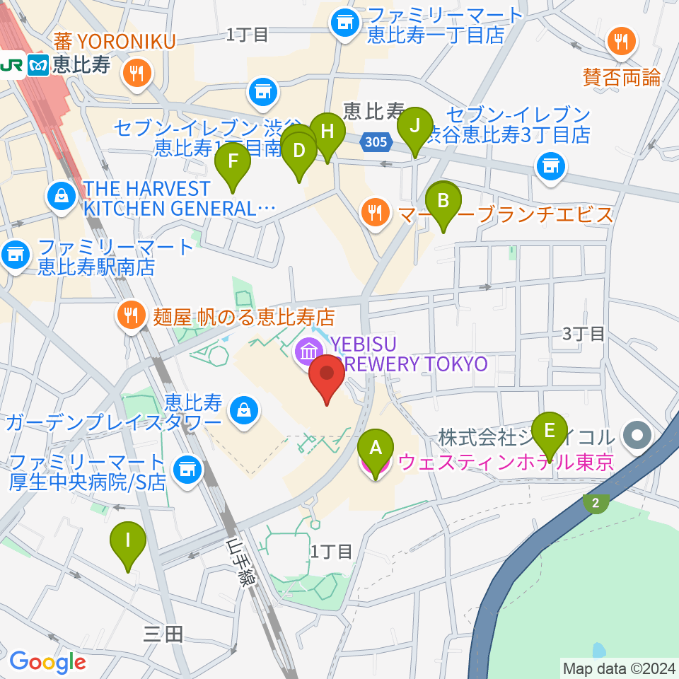 恵比寿ガーデンシネマ周辺のホテル一覧地図