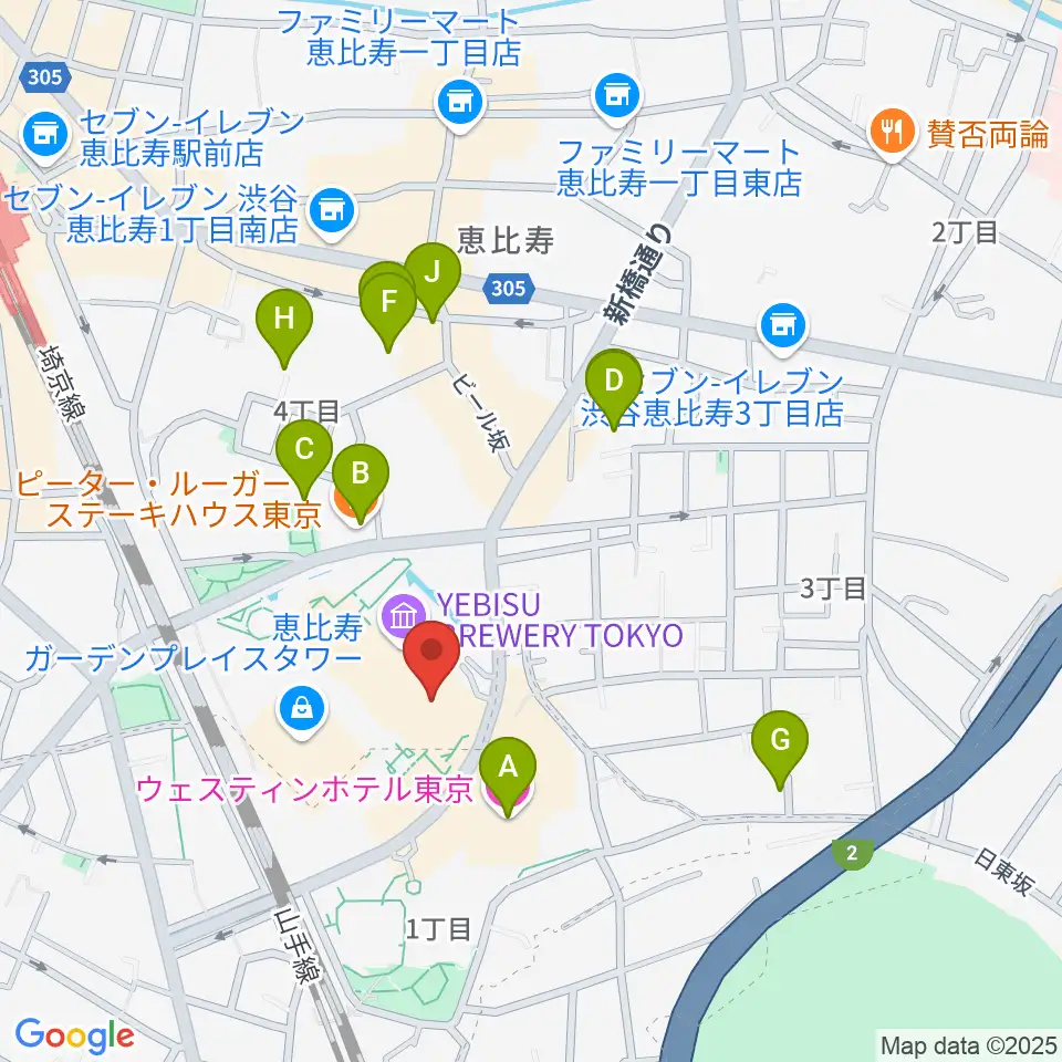 恵比寿ガーデンシネマ周辺のホテル一覧地図