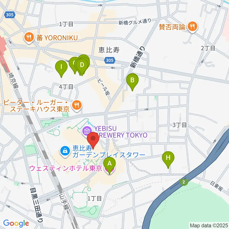 恵比寿ガーデンシネマ周辺のホテル一覧地図